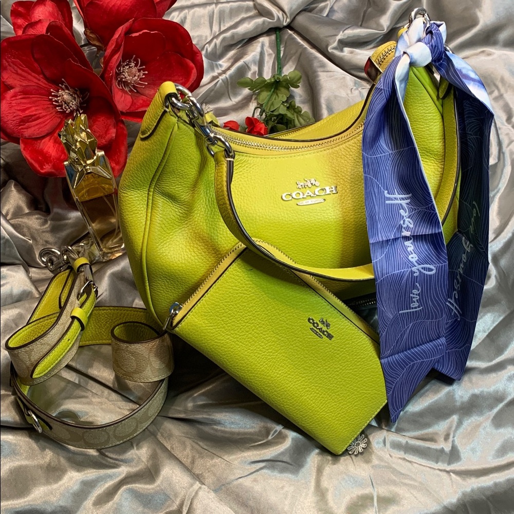 🌹LIMITED EDITION Coach Teri Hobo Lime Leather
Shoulder & Crossbody Bag & Wallet